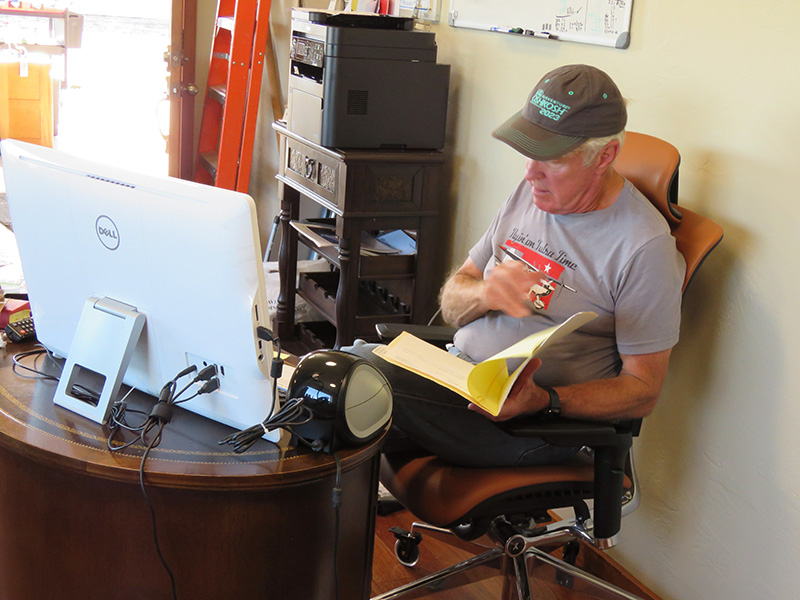 Owner Michael Messmore operates Toledo Aviation from his airport office location.